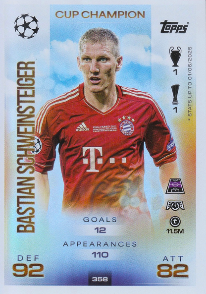 Bastian Schweinsteiger - Cup Champion - Match Attax UEFA Club Competitions 25/26