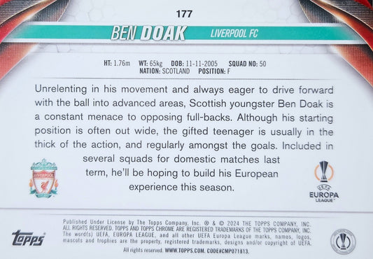 Ben Doak (RC) - Aqua - Topps Chrome UEFA Club Competitions 23/24