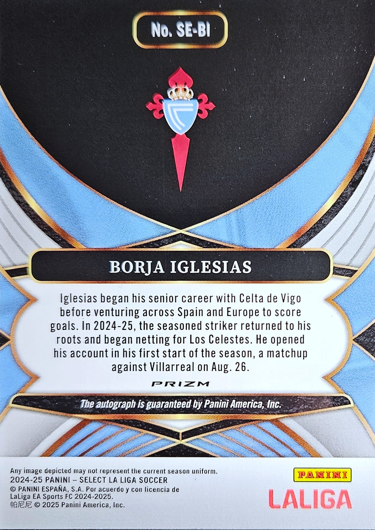 Borja Iglesias - Autógrafo original Blue Pulsar - Select LaLiga 24/25