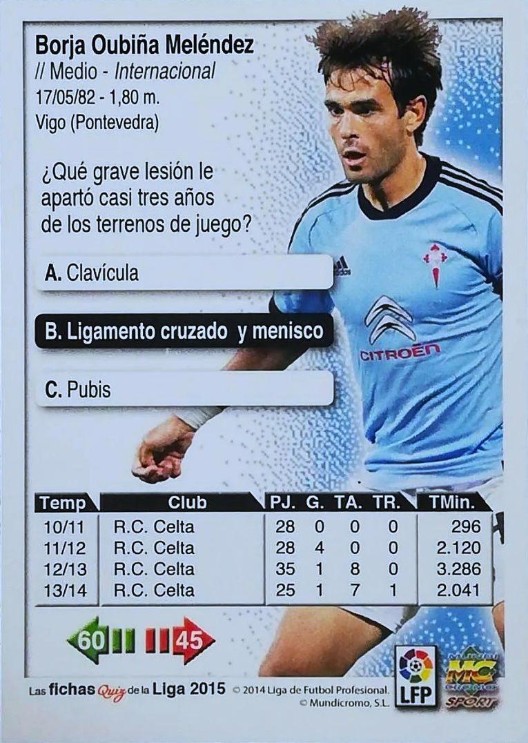 Borja Oubiña - Las Fichas Quiz de la Liga 2015