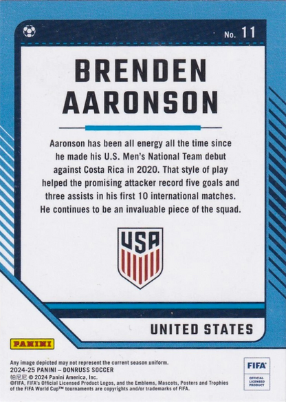 Brenden Aaronson - Holo Plata - Donruss Soccer 24/25