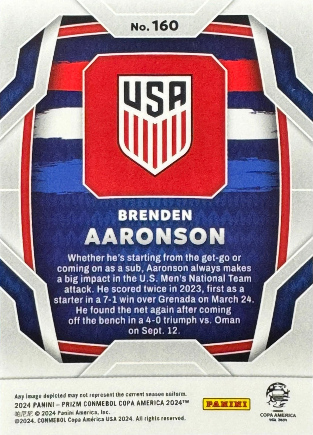 Brenden Aaronson - Prizm CONMEBOL Copa América 2024