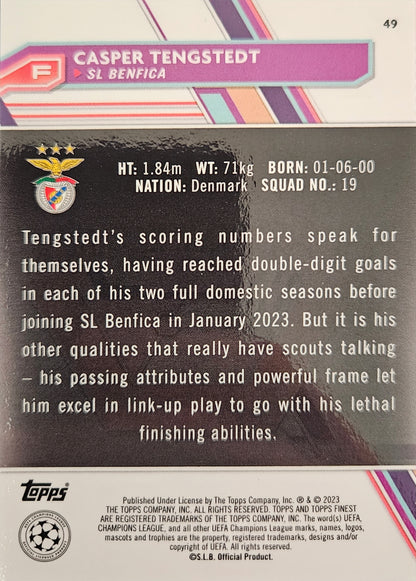 Casper Tengstedt (RC) /99 - Topps Finest UEFA Club Competitions 22/23