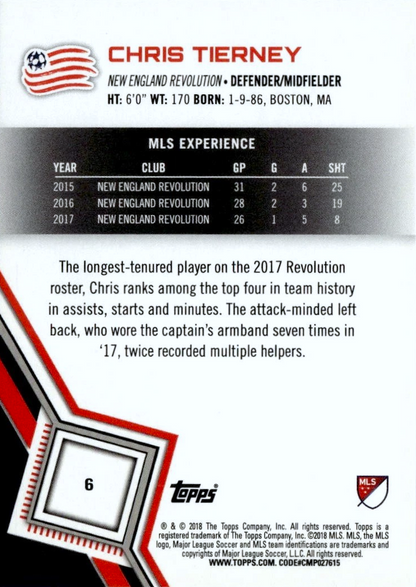 Chris Tierney - MLS Soccer 2018