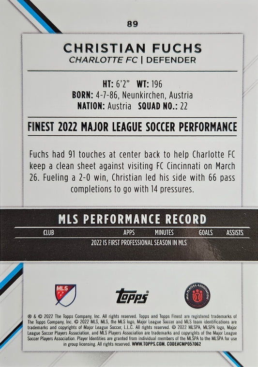 Christian Fuchs - Topps Finest MLS 2022