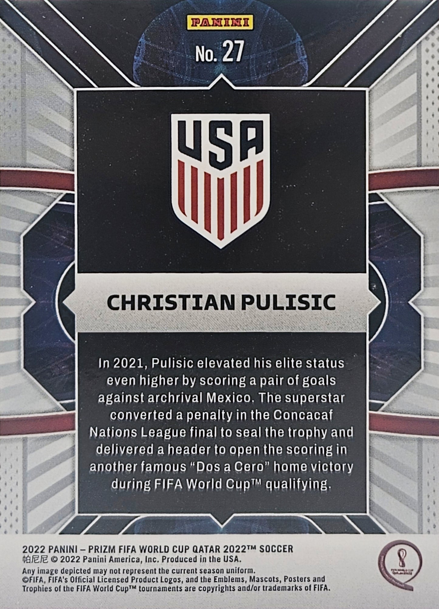 Christian Pulisic - Phenomenon - Panini Prizm FIFA World Cup Qatar 2022