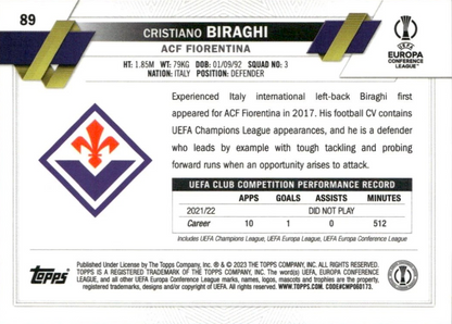 Cristiano Biraghi - Topps Chrome UEFA Club Competitions 22/23