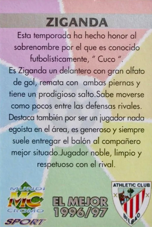 Cuco Ziganda - El mejor 1996/97 - Las Fichas de la Liga 97/98