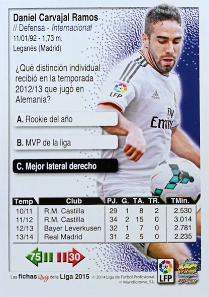 Dani Carvajal - Las Fichas Quiz de la Liga 2015