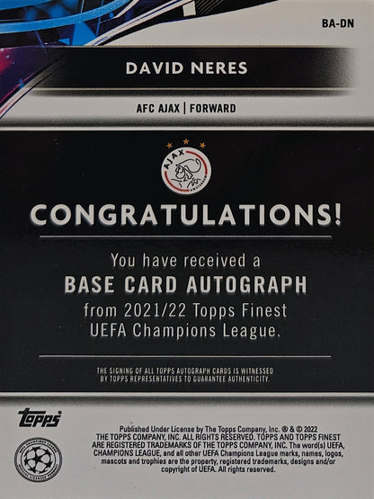 David Neres - Autógrafo original - Topps Finest UEFA Club Competitions 21/22