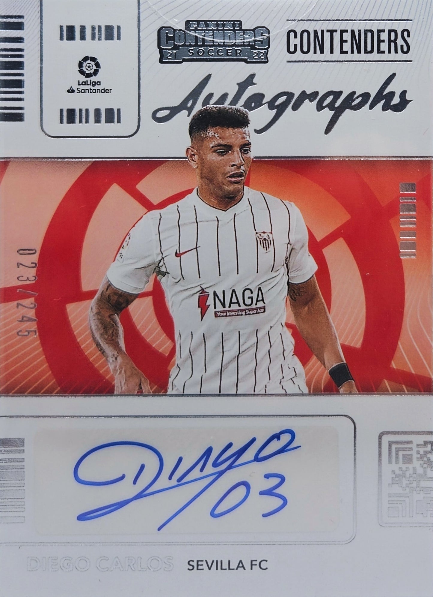 Diego Carlos /245 - Autógrafo original - Chronicles Contenders LaLiga 21/22