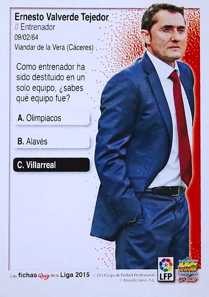 Ernesto Valverde - Las Fichas Quiz de la Liga 2015