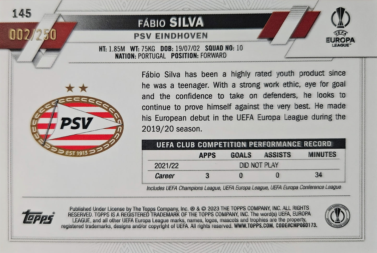 Fábio Silva /250 - Pink - Topps Chrome UEFA Club Competitions 22/23