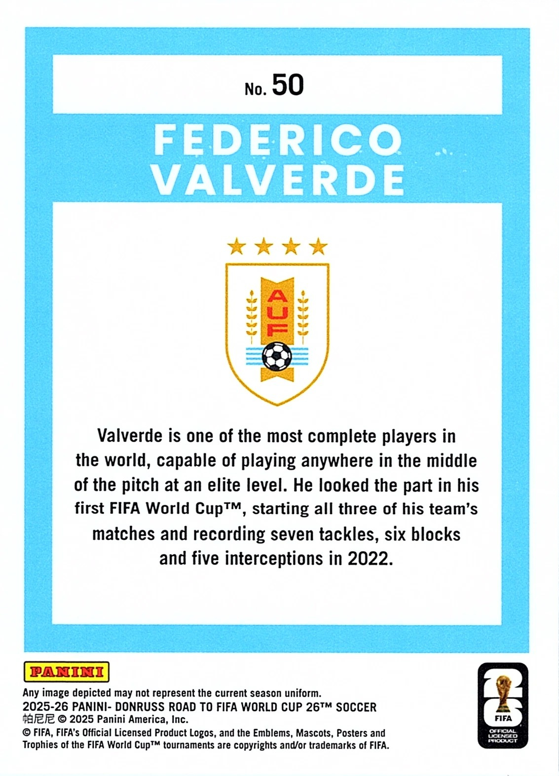 Fede Valverde - Donruss Road to FIFA World Cup 26