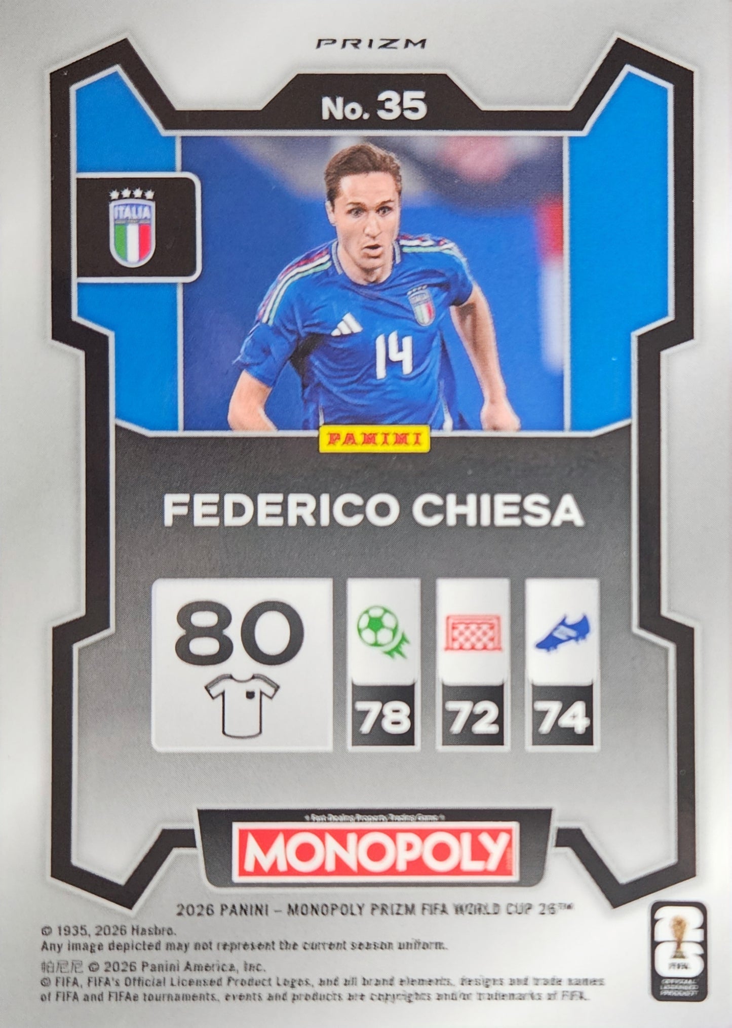 Federico Chiesa - Gold Cracked Ice - Monopoly Prizm FIFA World Cup 2026