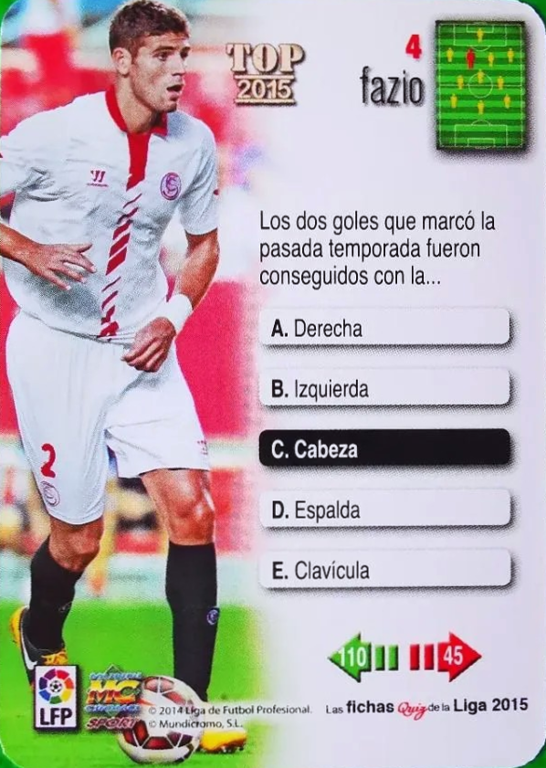 Federico Fazio - Metalcard - Las fichas de la Liga 2015