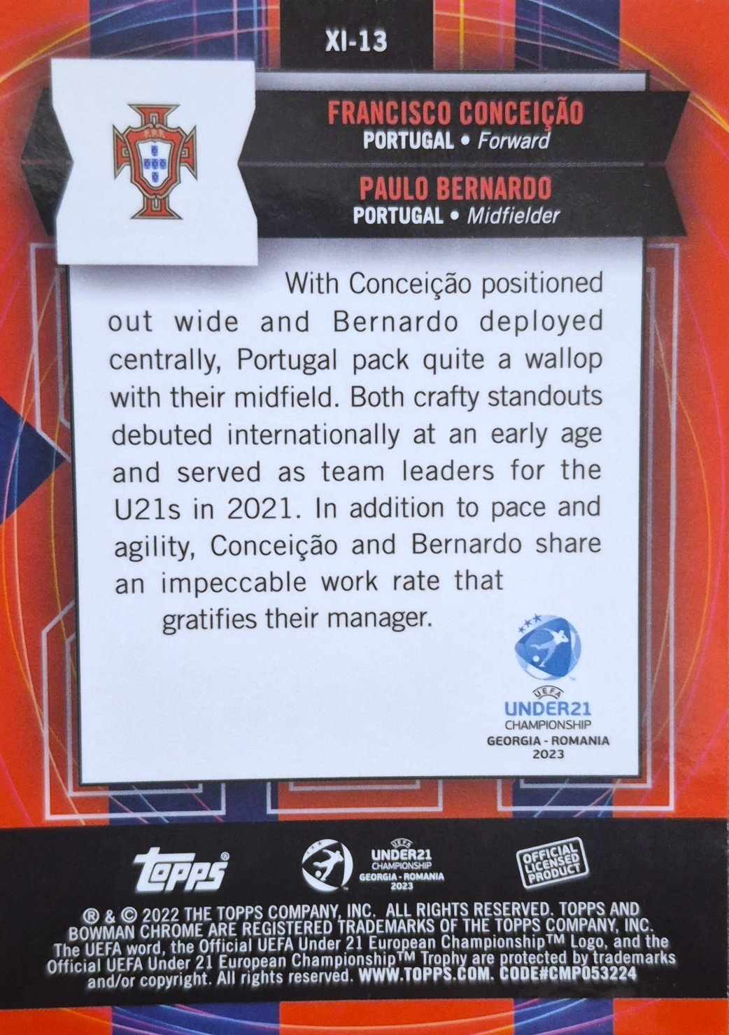 Francisco Conceição y Paulo Bernardo - XInevitables - Bowman Chrome UEFA Under 21 Championship Georgia y Romania 2023