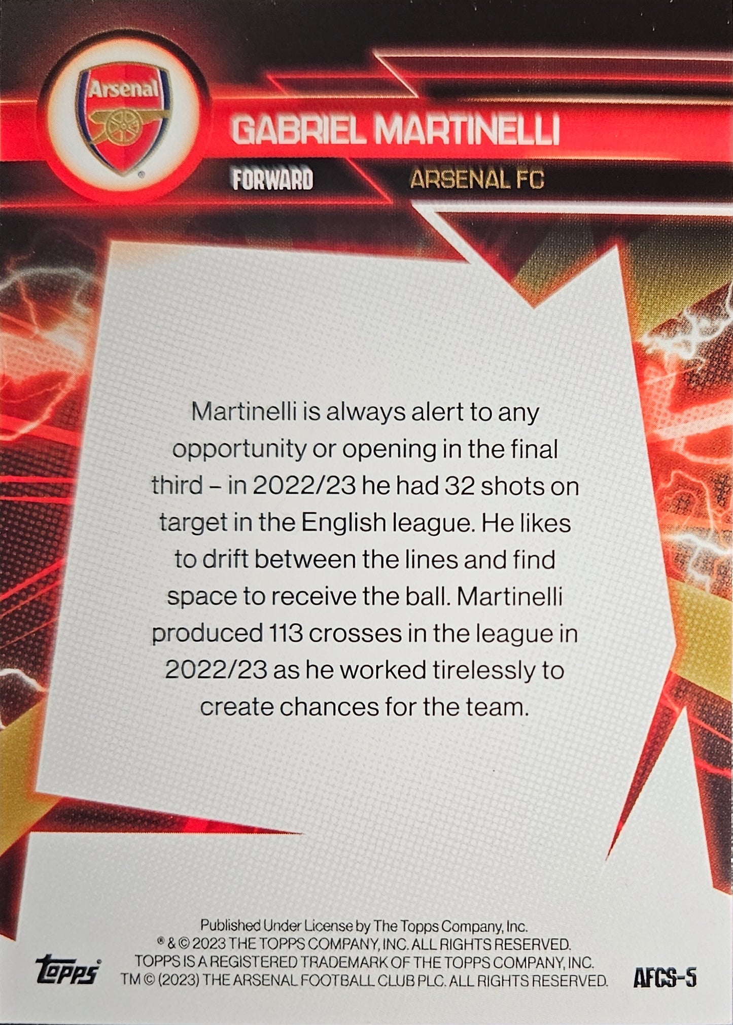 Gabriel Martinelli - Electric - Fan Set Arsenal 23/24