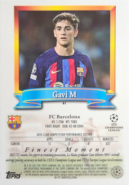 Gavi - Topps Finest Flashbacks UEFA Club Competitions 22/23
