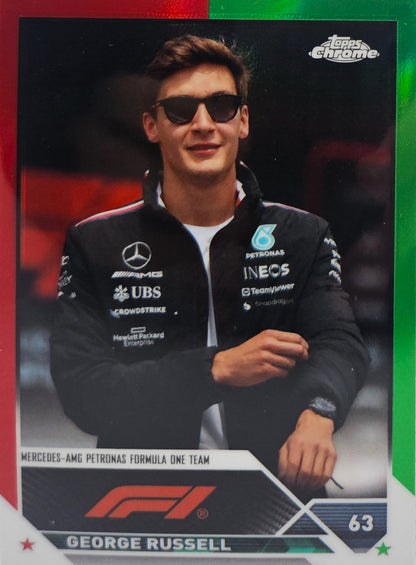 George Russell - Refractor Verde/Rojo #14 - Topps Chrome Formula 1 2023