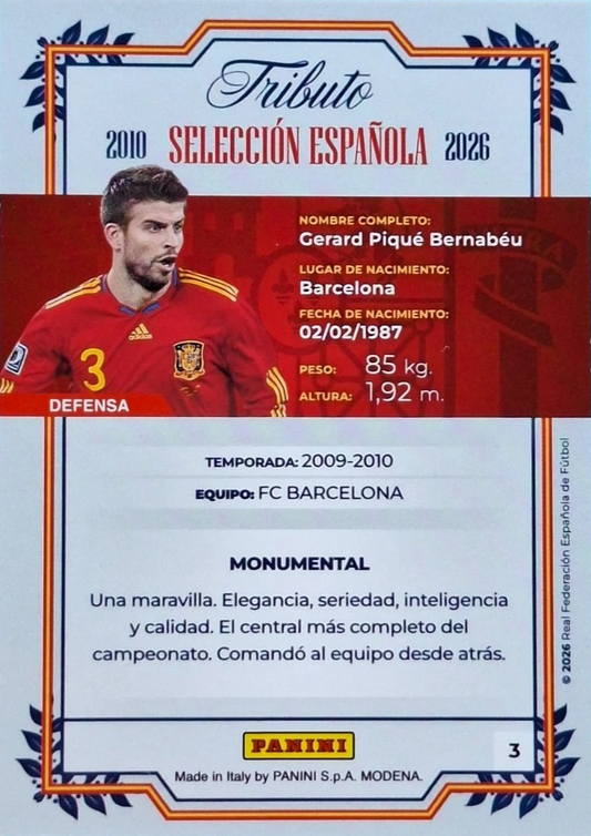 Gerard Piqué - Sudáfrica 2010 - Tributo "Vamos Campeones" Selección Española 2010-2026