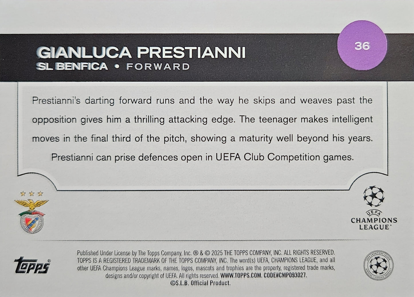Gianluca Prestianni (RC) - UEFA Club Competitions 24/25