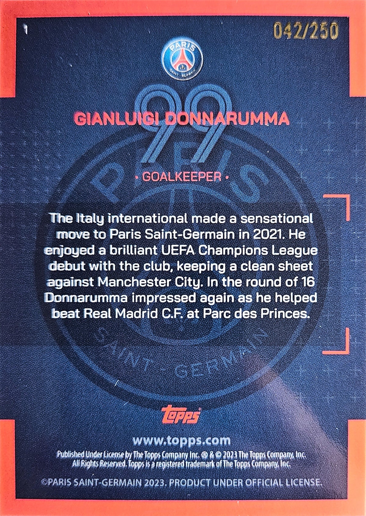 Gianluigi Donnarumma /250 - Team Set Paris Saint-Germain 22/23