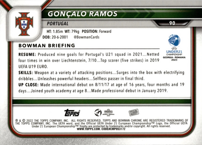 Gonçalo Ramos - 1st Bowman - Bowman Chrome UEFA Under 21 Championship Georgia y Romania 2023