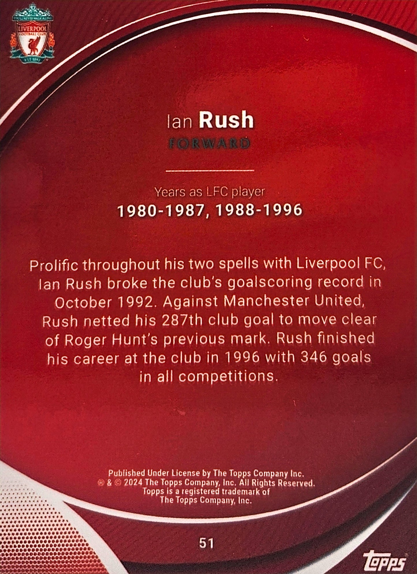 Ian Rush - Topps Chrome Liverpool 23/24