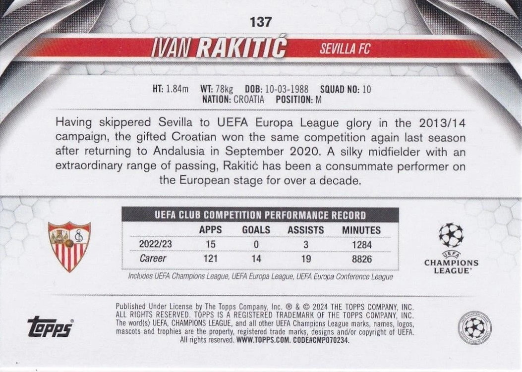 Ivan Rakitić - UEFA Club Competitions 23/24