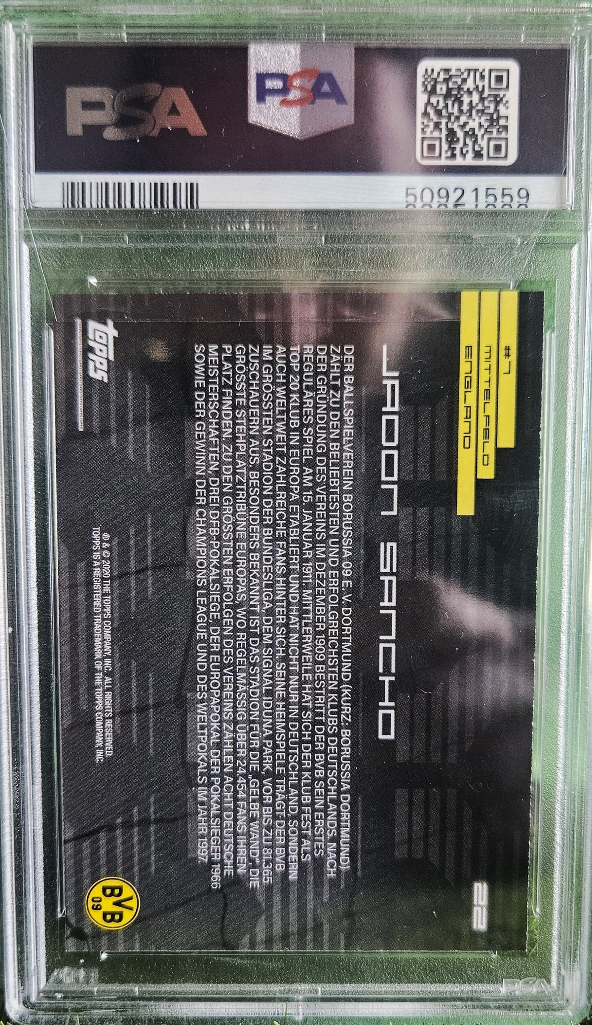 Jadon Sancho - PSA 9 - Topps Borussia Dortmund 2020