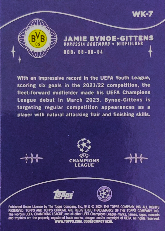 Jamie Bynoe-Gittens - Wonderkids - Topps Chrome UEFA Club Competitions 23/24