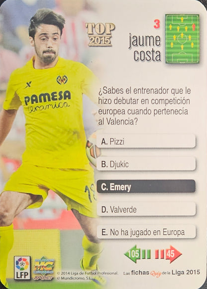 Jaume Costa - Metalcard - Las fichas de la Liga 2015