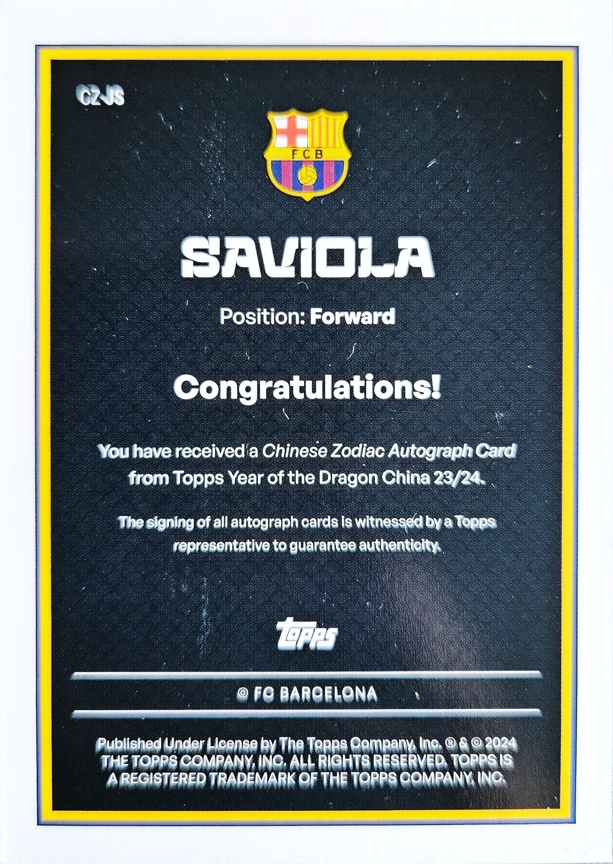 Javier Saviola - Autógrafo original Chinese Zodiac - Year of the Dragon China 23/24