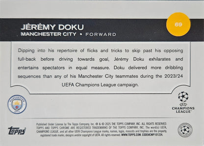 Jérémy Doku - Topps Chrome UEFA Club Competitions 24/25