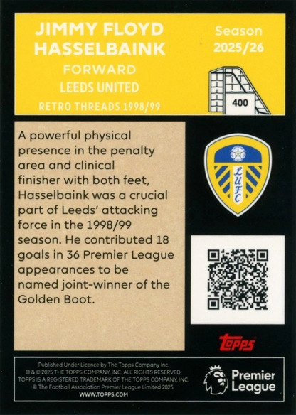 Jimmy Floyd Hasselbaink - Retro Threads - Topps Premier League 2026