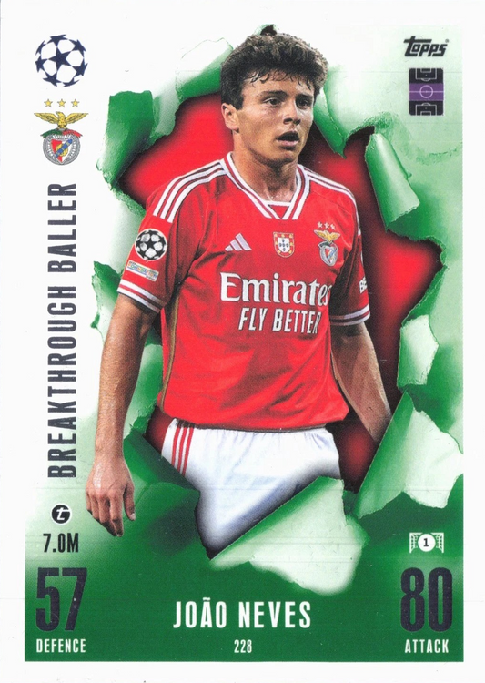 João Neves - Breakthrough Baller - Match Attax Extra UEFA Club Competitions 23/24