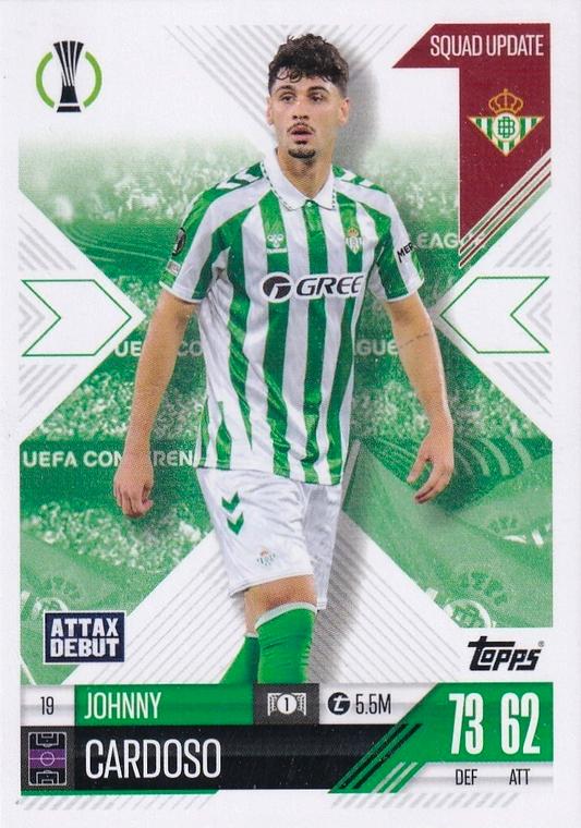Johnny Cardoso - Squad Update - Match Attax Extra UEFA Club Competitions 24/25