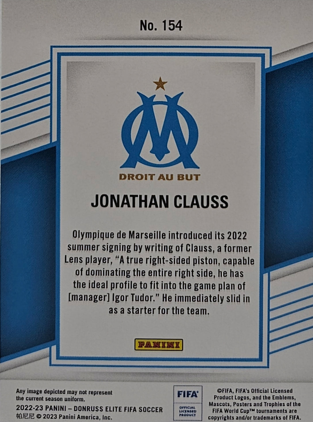 Jonathan Clauss (RC) - Donruss Elite FIFA Soccer 22/23
