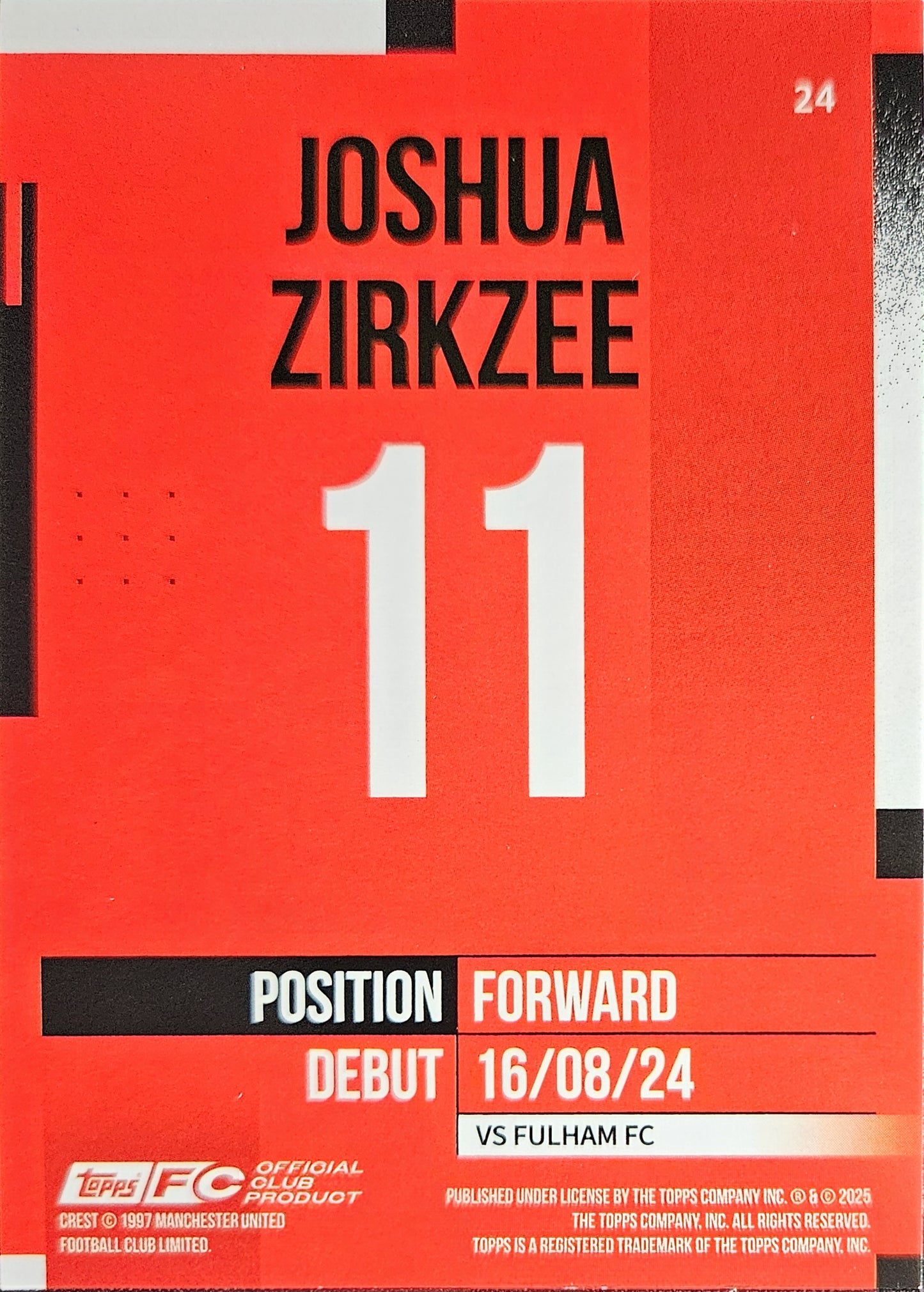 Joshua Zirkzee /99 - Team Set Manchester United 24/25