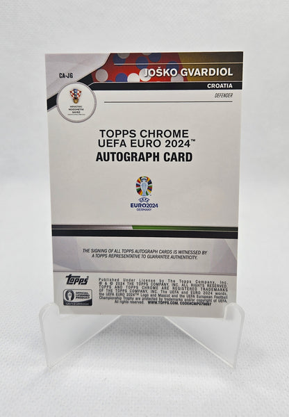 Joško Gvardiol - Autógrafo original Refractor - Topps Chrome UEFA Euro 2024 Germany