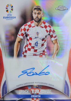 Joško Gvardiol - Autógrafo original Refractor - Topps Chrome UEFA Euro 2024 Germany