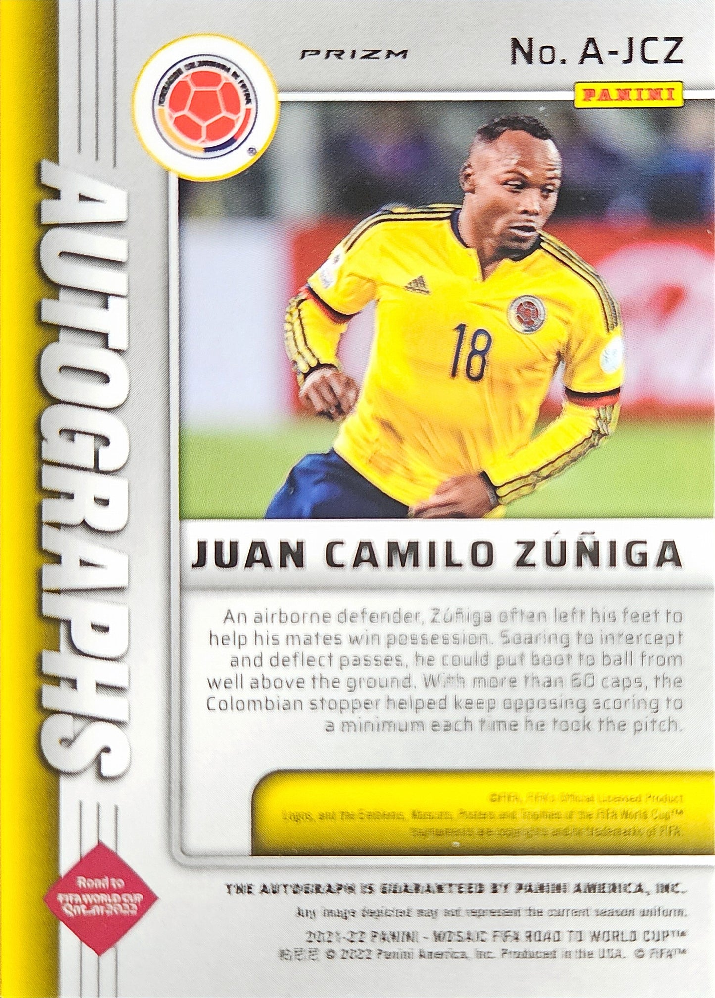 Juan Camilo Zúñiga - Autógrafo original - Mosaic FIFA Road to World Cup 21/22
