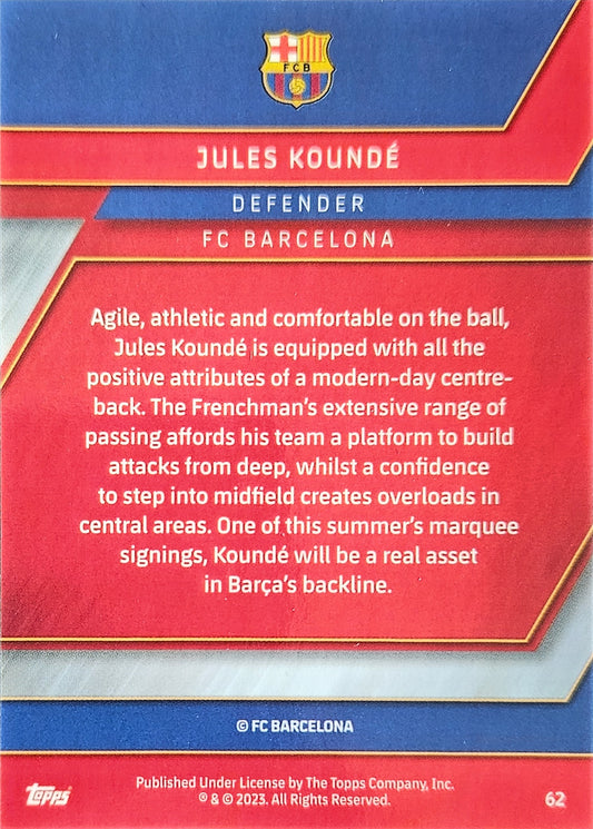 Jules Koundé - Acción - Topps Chrome Barcelona 22/23