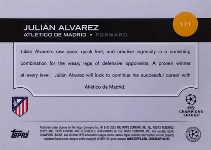 Julián Álvarez - Topps Chrome UEFA Club Competitions 24/25