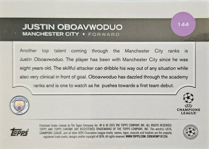 Justin Oboavwoduo (RC) /299 - Topps Chrome UEFA Club Competitions 24/25
