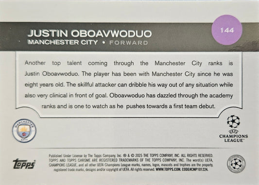 Justin Oboavwoduo (RC) /299 - Topps Chrome UEFA Club Competitions 24/25