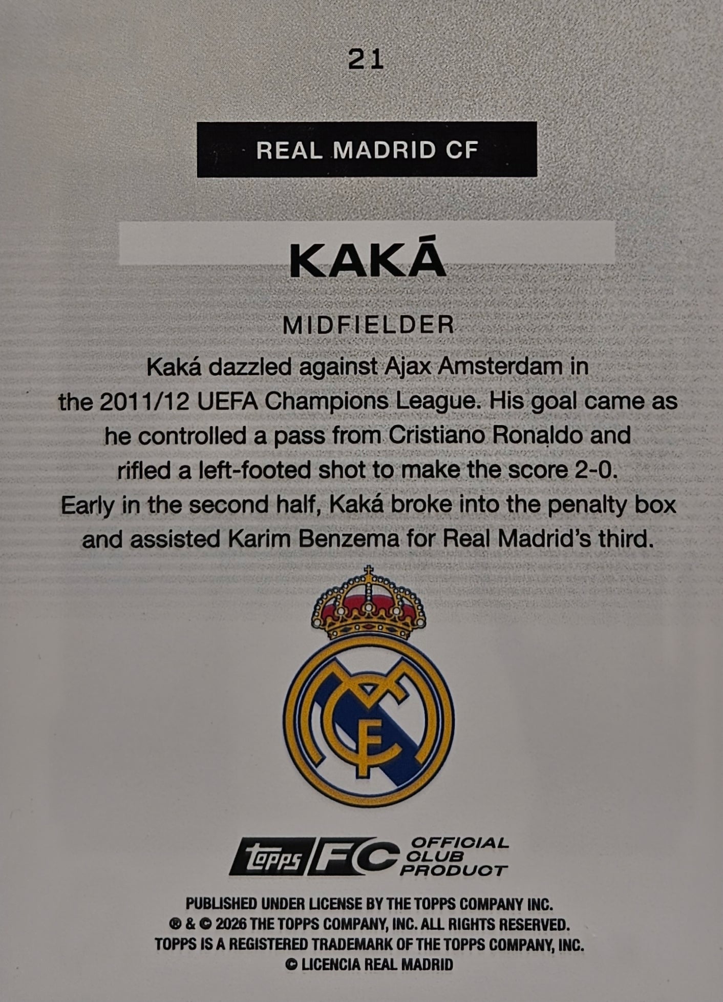 Kaká - Bona Fide - Team Set Real Madrid 25/26
