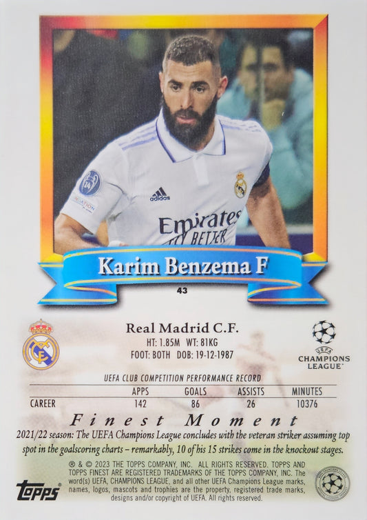 Karim Benzema - Topps Finest Flashbacks UEFA Club Competitions 22/23