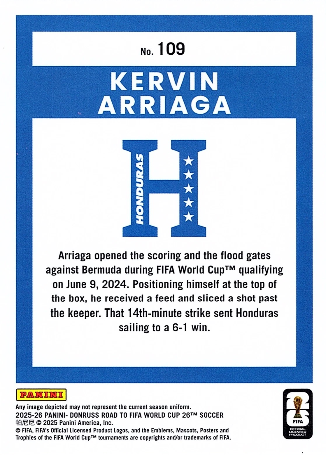 Kervin Arriaga (RC) - Donruss Road to FIFA World Cup 26